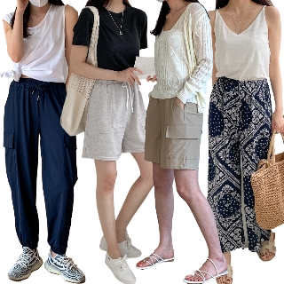 [무료배송] 쇼달 여성 여름 반바지 핫팬츠 조거바지 아이스 쿨 카고 츄리닝 세트