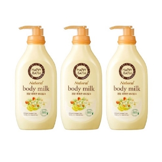 해피바스 내추럴 정말 촉촉한 바디밀크, 450ml, 3개